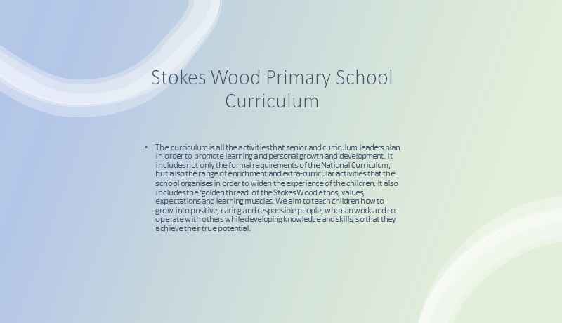 Curriculum  Stokes Wood Primary